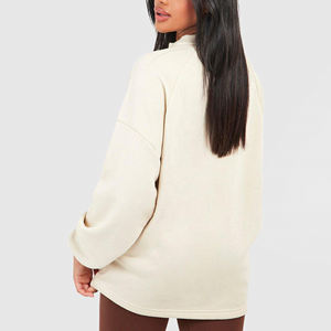 Nouveau design logo imprimé personnalisé sweat-shirt surdimensionné pour femmes 100% coton éponge 1/4 pull à fermeture éclair sweat-shirt pour femmes - Product Image 2