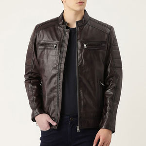 Chaqueta de Cuero para Hombre, Gruesa, para Exteriores, Impermeable, con Cierre, Estilo Motero, Servicio OEM, Chaqueta Personalizada para Hombre, 2025 - Product Image 1