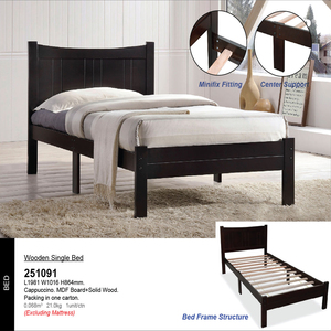 Solid Wooden <b>Single</b> <b>Bed</b> 3 ft JPS 251091 Bedroom Modern Home Furniture Queen King <b>Single</b> Wooden Slat Centre Support Malaysia - Product Image 2