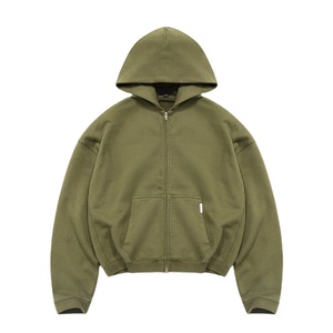 Haute qualité blanc plaine goutte épaule recadrée fermeture éclair sweats à capuche 100% coton français éponge respirant conception surdimensionné fermeture éclair sweats à capuche - Product Image 3