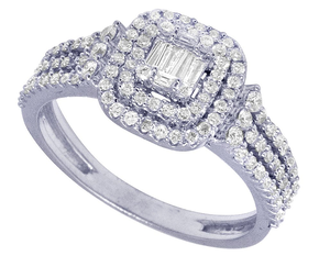 แหวนหมั้นเพชรแบบกลมและบาแกตต์โมอิสซาไนต์ประดับเพชรด้วยเครื่องประดับเพชรที่หรูหรา - Product Image 3