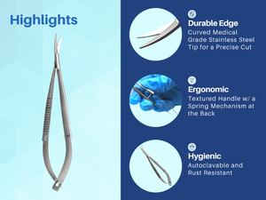 เครื่องมือผ่าตัดแบบโค้ง castroviejo ที่ยึดเข็มสแตนเลสแบบแมนนวลมีสปริงเคลื่อนไหวได้ทุกขนาด - Product Image 3