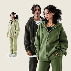 Sweat à capuche unisexe personnalisé de haute qualité en satin épais zippé surdimensionné doublé d'hiver anti-rétrécissement motif solide tricoté à capuche pour hommes - Product Image 6