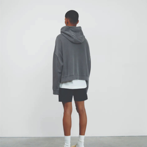 เสื้อฮู้ดดี้ผู้ชายคุณภาพสูง ผ้าฝ้าย 100% แบบสวมหัว คอวี แขนยาว ทรงโอเวอร์ไซส์ ลายเรียบ รับทำโลโก้ OEM - Product Image 5