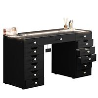Table de toilette scintillante pour fille avec ampoule Bluetooth et plateau en verre et lumière d'ambiance Table de toilette de chambre à coucher