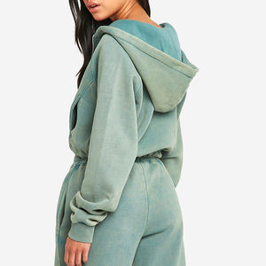 Nueva llegada otoño Anti-Shrink Crop Sudadera con capucha para mujer transpirable frente Logo longitud corta prendas de vestir exteriores de moda - Product Image 2