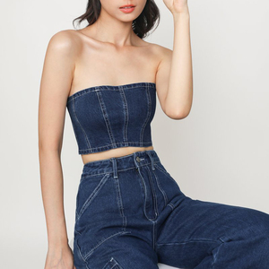 Vente en gros de robe denim tubulaire sexy tissu en coton style de rue imprimé fendu et mince chemise décontractée de haute qualité pour femmes vente en gros - Product Image 2