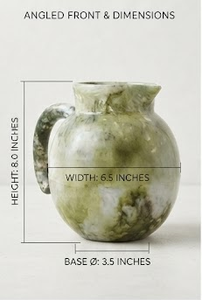 Carafe à eau réutilisable en résine moderne, texture marbrée verte, avec poignée, pour la décoration de la maison - Product Image 4