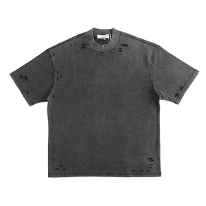 T-shirt homme 425 g/m² col rond côtelé large 4 cm, manches courtes, 100 % coton, délavage vintage, effet vieilli, grammage lourd - Product Image 5