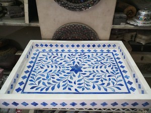 Plateau de service luxueux fait à la main en incrustation d'os de taille personnalisée pour les mariages de style moderne et les occasions du Ramadan - Product Image 5