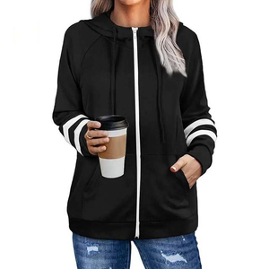 Sudaderas con capucha de cuello alto con cremallera para mujer Sudadera con cremallera transpirable de manga larga de talla grande con MOQ bajo Sudaderas con capucha para mujer - Product Image 1