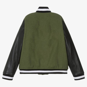แจ็คเก็ตเบสบอลแบบวาร์ซิตี้ลายตัวอักษรออกแบบเองปี 2025 แจ็คเก็ตผ้าแคนวาสกันลมสำหรับฤดูหนาว คอตั้ง ลายโลโก้ ขายส่ง - Product Image 5