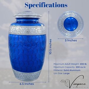 Handmade <b>Large</b> Adult Size Mosaic Aluminium Glass Cremation <b>Urn</b> Unique Funerals Supply With Individual Tiles Applied Burial - Product Image 4