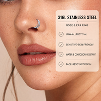 4Pcs Grosir Anting Hidung Septum Clicker Stainless Steel CZ Zircon Lapis Emas PVD Anting Hoop Perhiasan Tindik Tubuh Modis