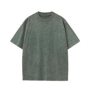 T-shirt pour hommes 100% coton lavé à l'acide personnalisé épaule tombante poids lourd 220 GSM Stone Wash T-shirt - Product Image 3