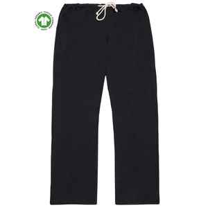 Pantalones de salón orgánicos para hombre-Negro, jersey de 5,4 oz, ultra-relajado con cintura de cordón ajustable y ajuste de pierna recta - Product Image 1