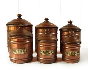 Antique <b>Copper</b> Canister Set With Handmade Texture And Classic Design Creating A Timeless Addition To Your <b>Kitchen</b> Collection - Product Image 3