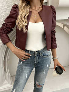 Chaqueta de Cuero Impermeable y Transpirable de Alta Calidad para Mujer, Estilo Urbano, Largo Regular, Diseño Sólido, para Otoño e Invierno - Product Image 2