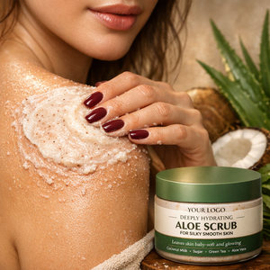 Gommage corporel crémeux exfoliant bio en gros sous marque privée pour adultes, au lait de coco, visage et corps, pour femmes et hommes, végétalien, personnalisé - Product Image 4