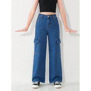OSCA INTERNATIONAL Women's High Rise Dark Blue <b>Denim</b> Jeans 6-Pocket Cargo <b>Stretch</b> Fabric Breathable Eco-Friendly Durable Vintage - Product Image 1