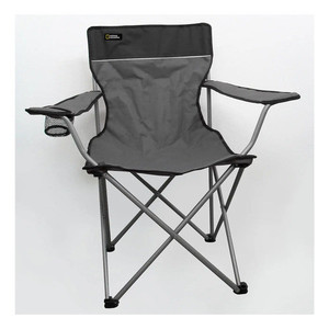 Sedia pieghevole Nat Geo Denver con braccioli grigio e nero, supporta 102 kg - Product Image 2