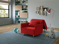 EVERGREENWEB Modernes Stoff-Schlafsofa 80cm - Made in Italy, Konvertierbares Klappsofa mit Weicher Matratze, Platzsparend für Wohnzimmer und Hotel