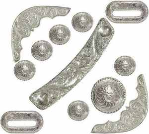 Esquineros y Conchos de Estilo Occidental Hechos de Aluminio de Alta Calidad Plateados con Acabado Pulido Plateado para Sillas de Montar Occidentales - Product Image 2