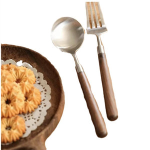 Ensemble de couverts Fabricant de qualité supérieure avec manche en bois Ensembles de couverts Couverts Nouveautés Couverts Acier inoxydable miroir - Product Image 3