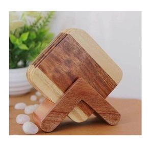 Juego de posavasos de madera de acacia rústica, posavasos de 4 piezas, soporte de madera para bebidas, alfombrillas de madera de acacia para uso en el hogar y la Oficina - Product Image 1