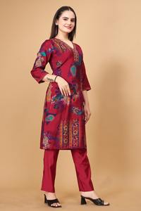 Dernier Designer FabZone Viscose Soie Imprimé Travail Kurti Set Haute Robe Pakistanaise Adultes Filles Mariage Comprend Salwar Sari - Product Image 5