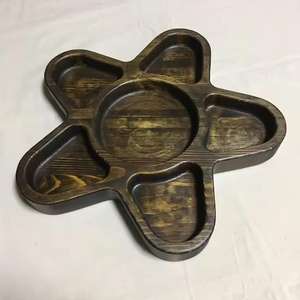 Piezas separadas de madera en forma de triángulo, plato redondo de Acacia para fruta seca, bandeja para servir fiestas, rejillas divididas de madera, plato de fruta - Product Image 2