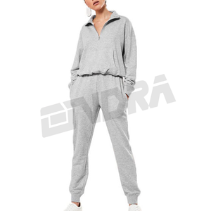 Conjunto Deportivo de Dos Piezas para Mujer, Sudadera con Media Cremallera y Pantalones Jogger con Cordón, Estilo Casual y Deportivo para Uso Diario Activo - Product Image 1