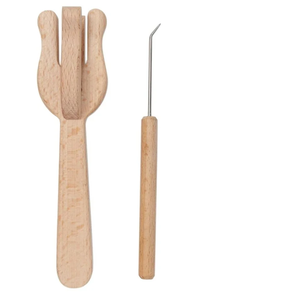Tenedor de madera de acacia Lucet para tejer, tenedor de madera, trenzador, costura Woodsy, tenedor trenzado Lucet, el mejor precio - Product Image 1