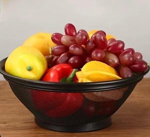 Best Selling Classic Round Iron <b>Colander</b> With Evenly Spaced Holes Allowing Fast Water Flow During Food Washing Tasks - Product Image 1