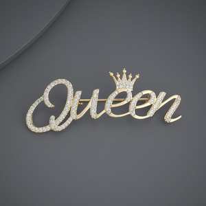 Broche de moda chapado en cristal y diamantes de imitación con patrón de números para sari, broches para regalo de fiesta, aleación de cobre y latón, diamante y perla. - Product Image 1