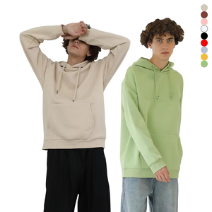 <b>Men's</b> <b>Red</b> Hooded <b>Sweatshirt</b> Oversized Cotton Knitted Casual Solid Color Pocket Design Autumn Wear - Product Image 6