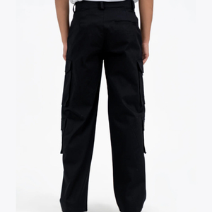 Pantalones Cargo de doble bolsillo para hombre, color negro de alta calidad, ajuste holgado, cintura media, patrón recto, ligero, plano, directo, informal, venta al por mayor - Product Image 6