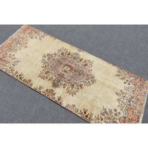 พรมขนสัตว์ตุรกีสีเบจ2.7 x 6.5ft คลาสสิกดีไซน์แบบเย็บปะติดปะต่อกันสำหรับเข้าห้องนั่งเล่นห้องนอนห้องโถงรูปสี่เหลี่ยมผืนผ้าทำจากน้ำยาง - Product Image 4