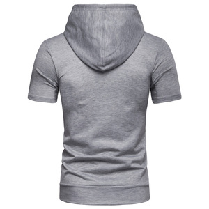 2024 verano hombres sin mangas Hip Hop Street Wear sudadera de manga corta de lana gris sólido con logotipo personalizado estampado en relieve - Product Image 2
