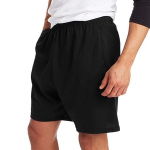 Pantalones cortos de sudor de lana Vintage para hombre, ropa deportiva negra teñida lisa de gran tamaño para gimnasio con bolsillos para entrenamiento - Product Image 2