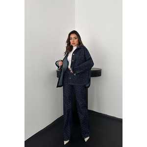 Conjunto de Camisa y Pantalones de Mezclilla con Pedrería Azul para Mujer, Accesorio de Moda al por Mayor - Product Image 2