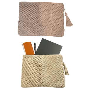 Bolsos ligeros de estilo de ganchillo hechos a mano para mujer, diseño elegante con cierre de botón para fiestas informales, Material de algodón y poliéster - Product Image 1