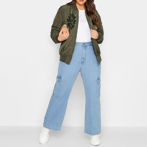 Chaqueta Bomber Multicolor Reversible Transpirable con Cremallera Ecológica a Prueba de Viento de Talla Grande para Mujer para la Moda de Invierno - Product Image 2