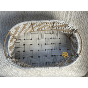 Lightweight 13x8x5 Inch Handwoven Cotton and <b>Jute</b> Storage <b>Basket</b> Decorative Organizer for Bathroom and Kitchen - Product Image 6