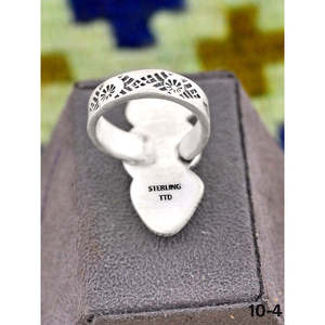 Bague ajustable artisanale du Sud-Ouest avec pavillon de paon et sertissage en argent sterling et turquoise, style tendance, idéale pour un cadeau - Product Image 4