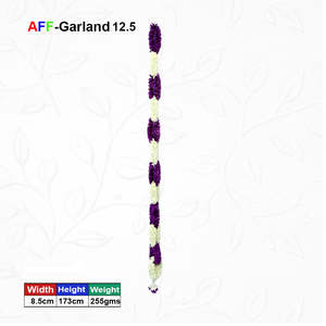 พวงดอกไม้ประดิษฐ์สีม่วงเข้มและสีขาว รุ่น AFF-Garland-12.5 สำหรับตกแต่งภายในอาคาร - Product Image 1