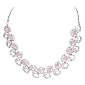 Delicado conjunto de joyería de plata AD para mujer, collares chapados en plata a la moda con perla de latón Plateado - Product Image 4