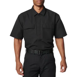 2024 düşük adedi kısa kollu düğme üniforma güvenlik gömlek etiketleri ile yeni stil güvenlik güvenlik üniforması