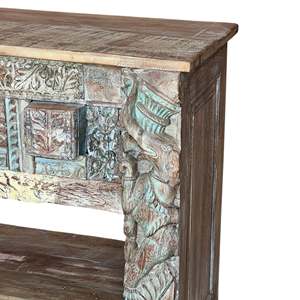 Handmade Carved Wooden <b>Console</b> Solid Wood <b>Rustic</b> Design Living Room Furniture - Product Image 6
