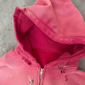 Custom 100% Cotton Heavyweight Over Sized Cropped Drop Shoulder <b>Hoodie</b> Distressed Acid Washed Zip Up <b>Hoodie</b> For <b>Men</b> - Product Image 4